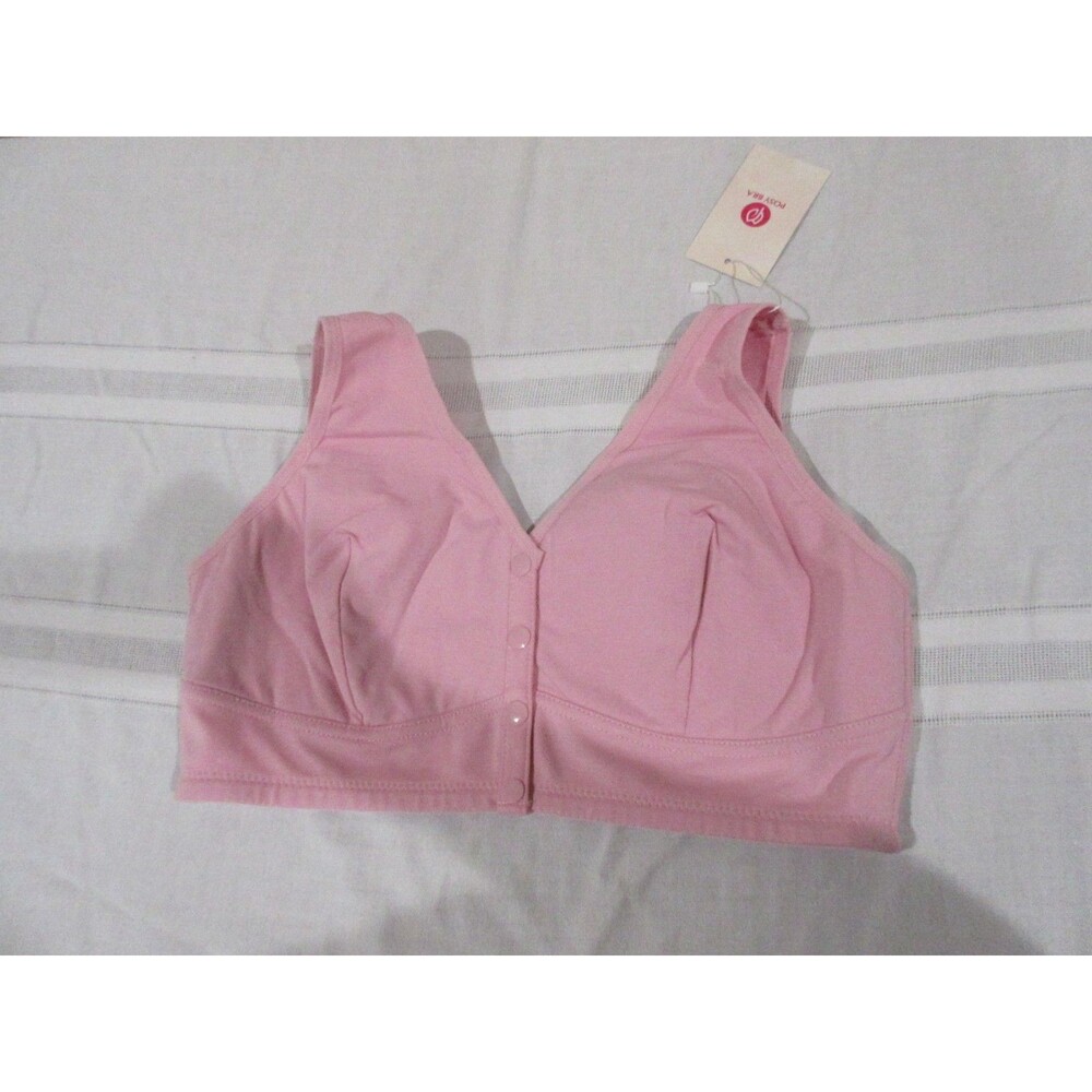 NEW Front Closure Bra  Size Large Pink Cotton/Spandex